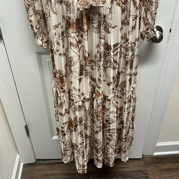 Umgee Lurex Fabric Floral Print Midi Dress Large - Picture 4 of 6